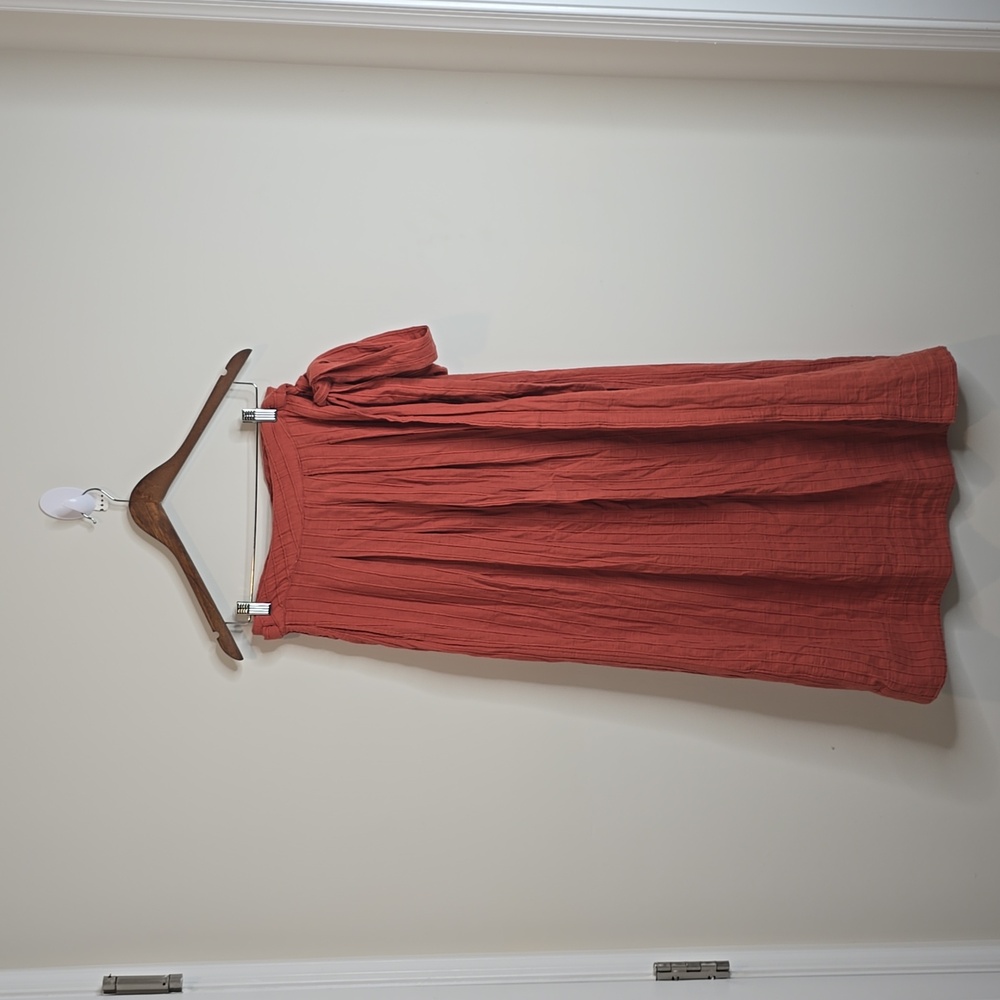 Free People Terra Cotta Orange 100% Cotton Wrap Skirt With Pockets Size L